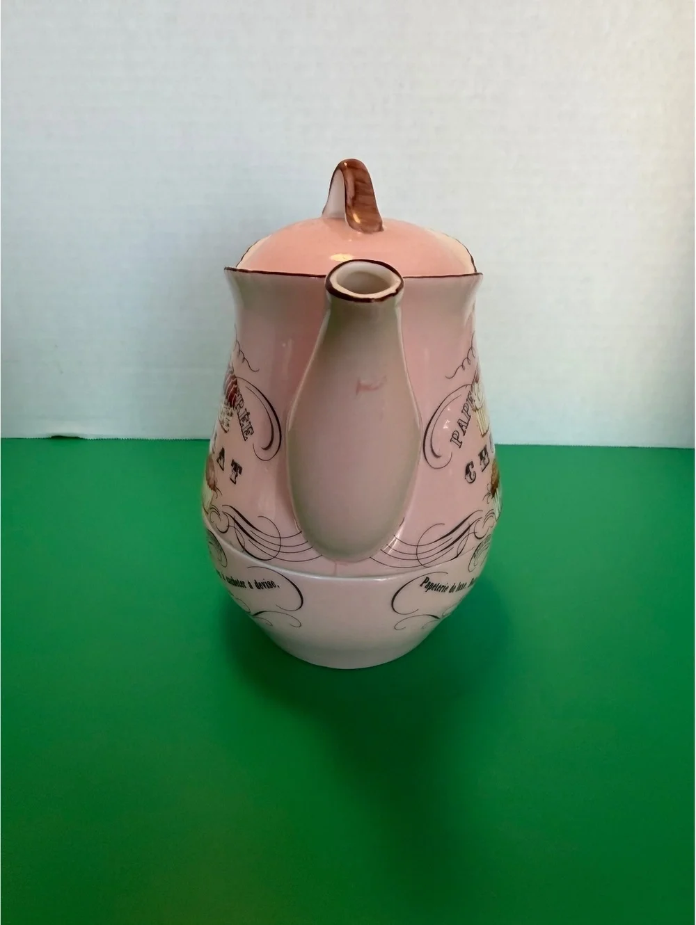 Vintage Pink Ceramic Teapot with Cup Set - Paris Chocolat Design